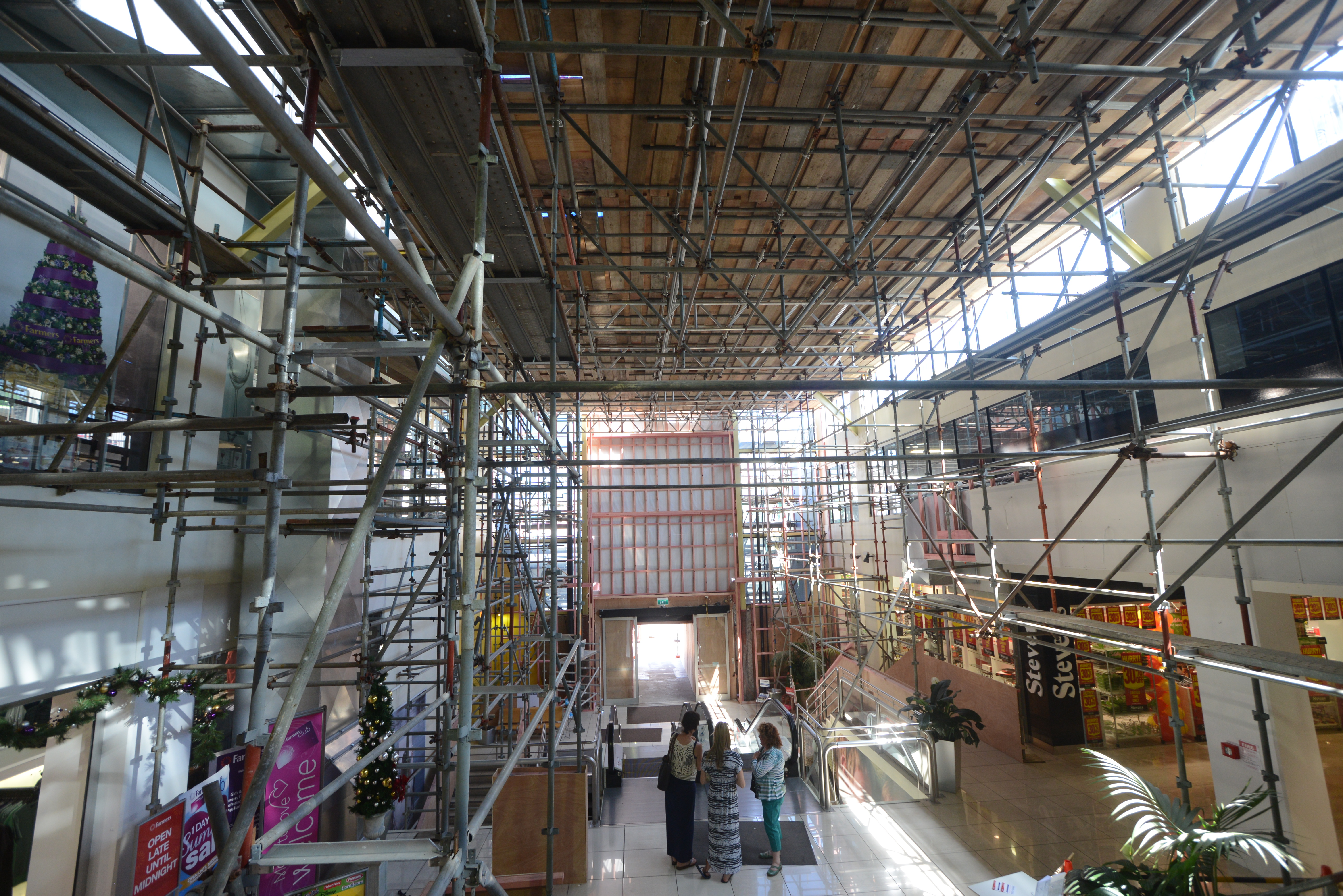 landscape construction site with scaffolding